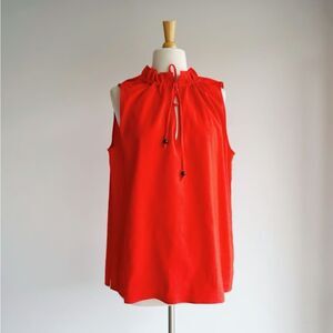 Ann Mashburn Poppy Red Linen blend tank top - Small